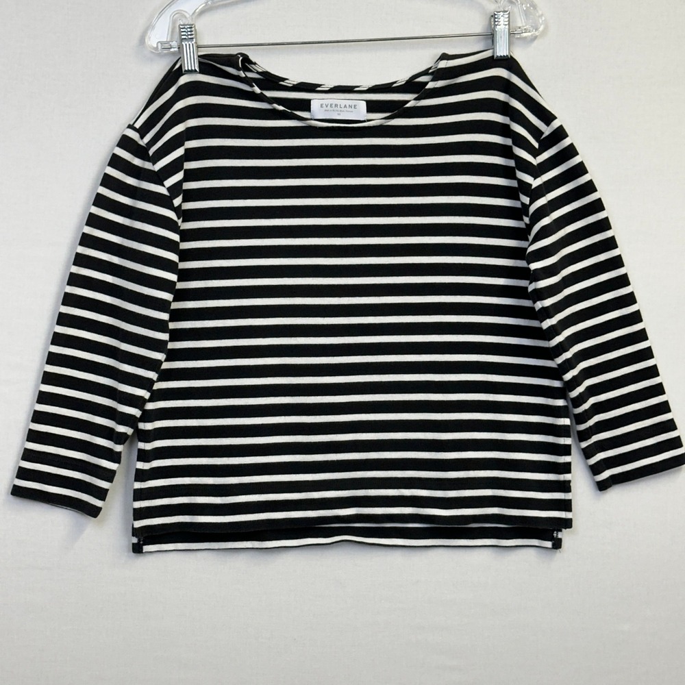 Everlane The Modern Breton Tee Top Black White Women's Size XS